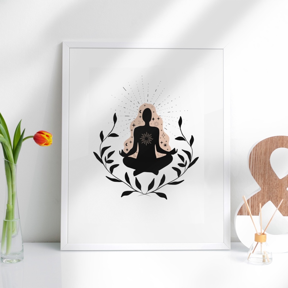 Wall Art Bohemian Woman Silhouette Celestial Print Poster Unframed - Picture 3 of 5